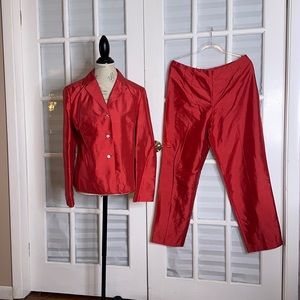 TALBOTS PINK SATIN PANT SUIT SZ 14